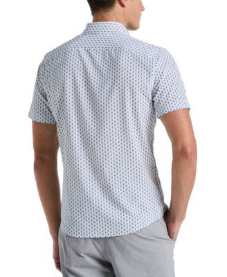 Мужская приталенная рубашка Perry Ellis на пуговицах с коротким рукавом и гео-принтом Perry Ellis