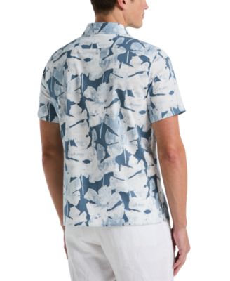 Мужская рубашка на пуговицах Perry Ellis с коротким рукавом и принтом в виде листьев спереди