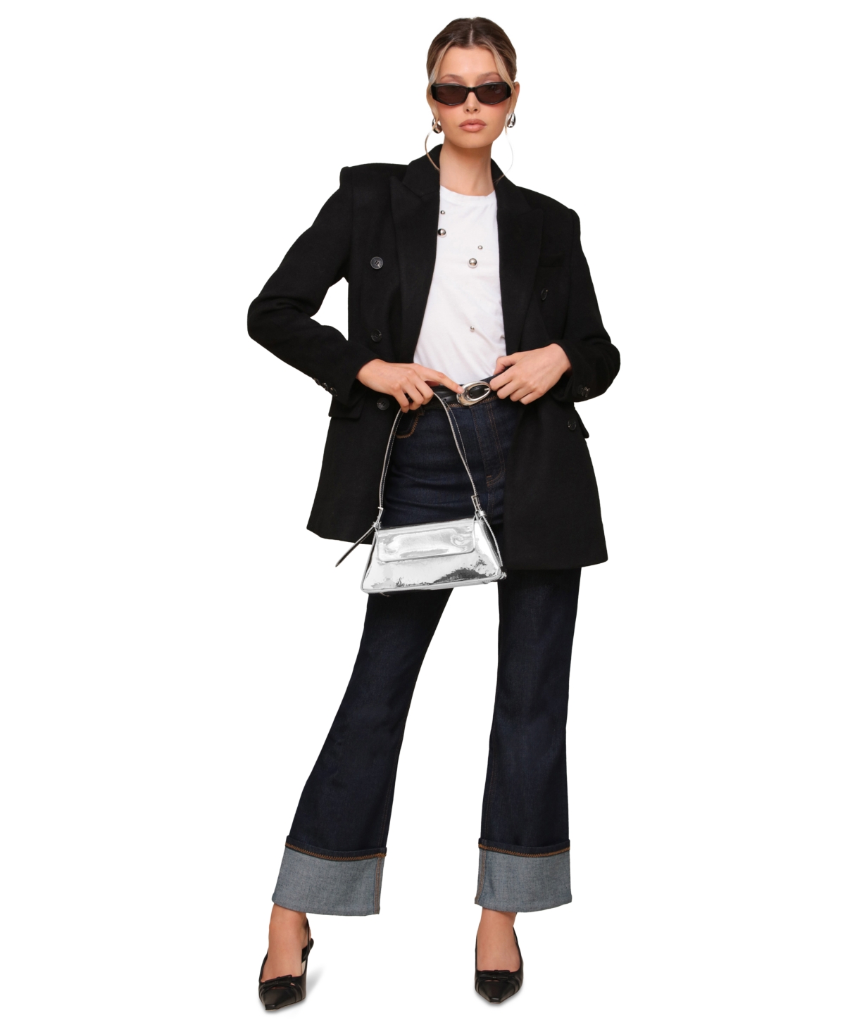 Avec Les Filles Women's Notched-collar Blazer Coat In Black