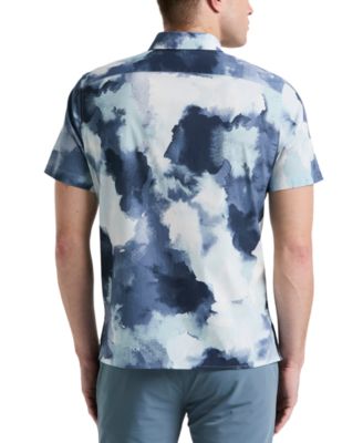 Мужская рубашка Perry Ellis с коротким рукавом и акварельным принтом спереди на пуговицах