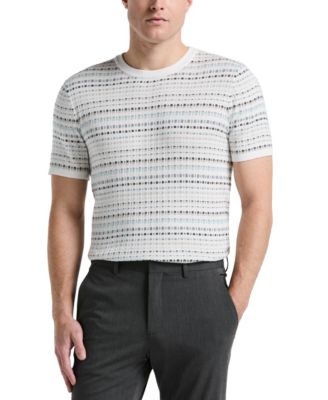 Perry Ellis - Men's Jacquard Multicolor Short Sleeve Geometric Print Sweater