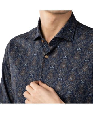 Мужская темно-синяя жаккардовая рубашка с узором Пейсли от ЛУЧИАНО ВИСКОНТИ