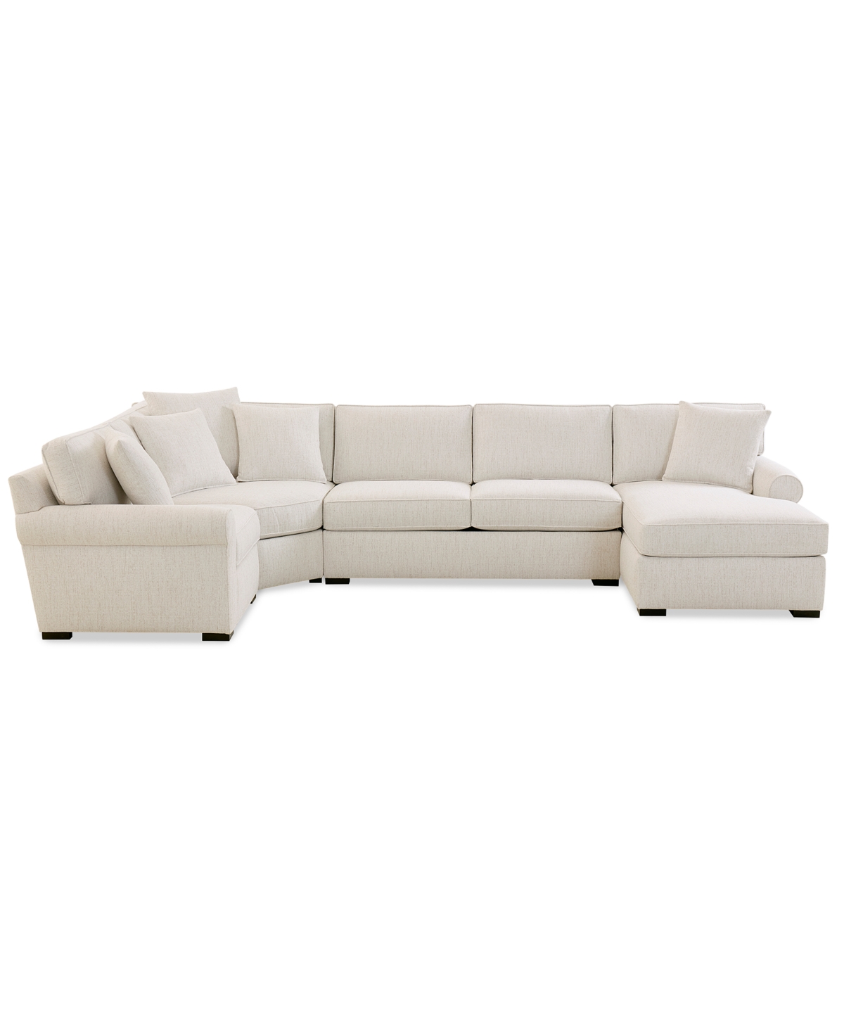 Macy's Radley Roll Arm 148" 4-pc. Fabric Chaise Sectional With Wedge, Exclusively At  In White