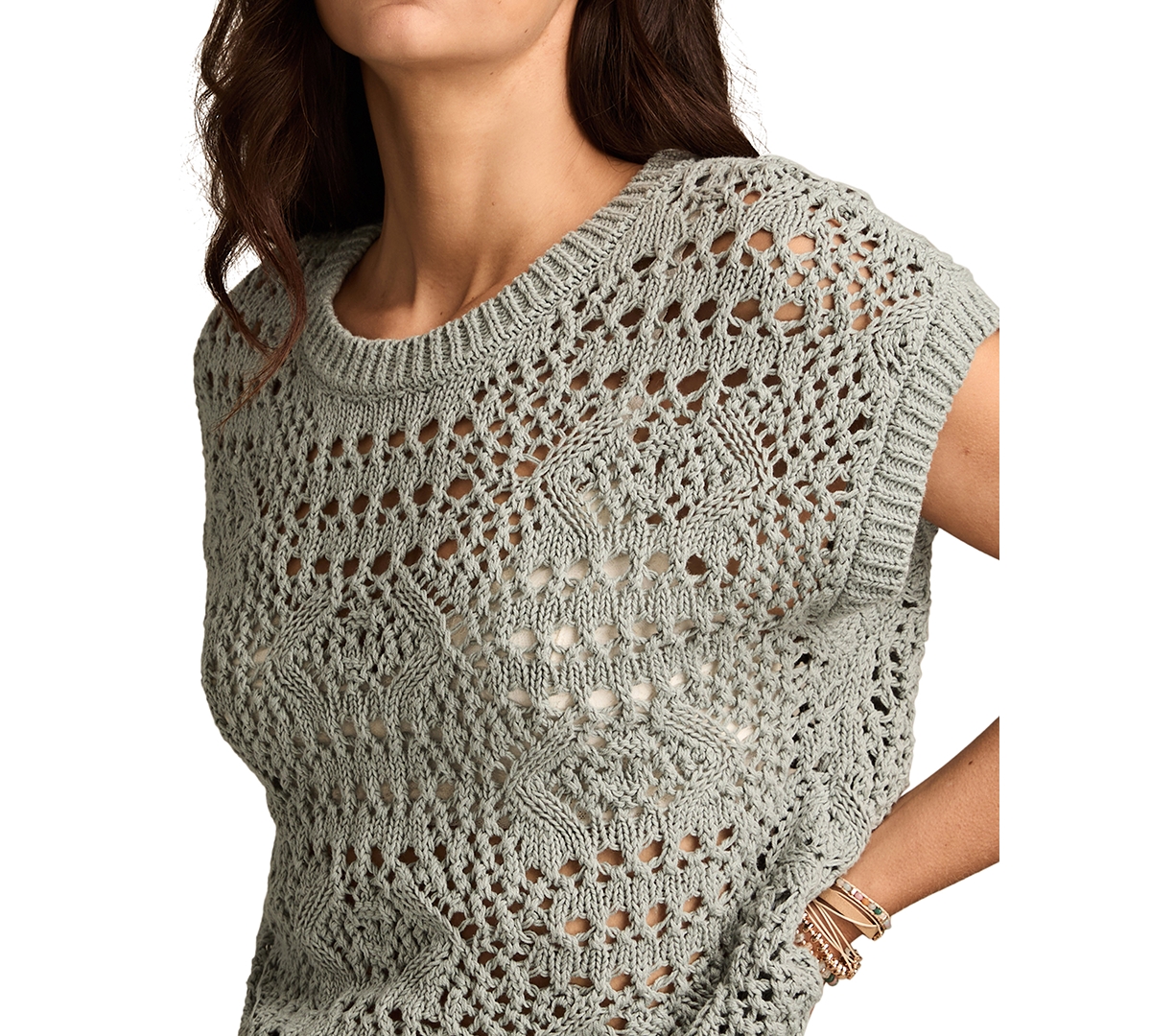 LUCKY BRAND CROCHET SWEATER VEST 