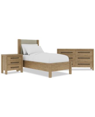 Davie 3-Pc. Twin Set (Upholstered Bed, Dresser & 3-Drawer Nightstand)