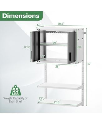 Metal Wall Cabinet with Lock and 3 Adjustable Shelves