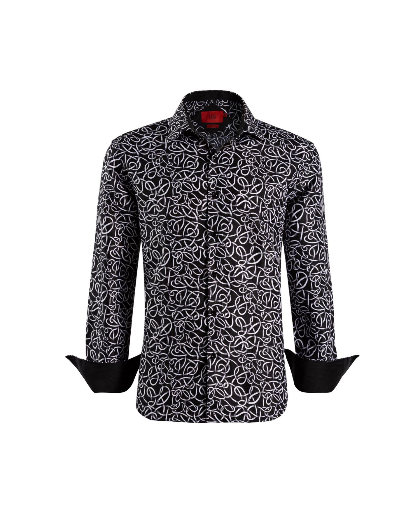 Рубашка Elie Balleh Black Slim Fit Swirl Print Button-Down Shirt для мальчиков, цвет: Чёрный — фото 1