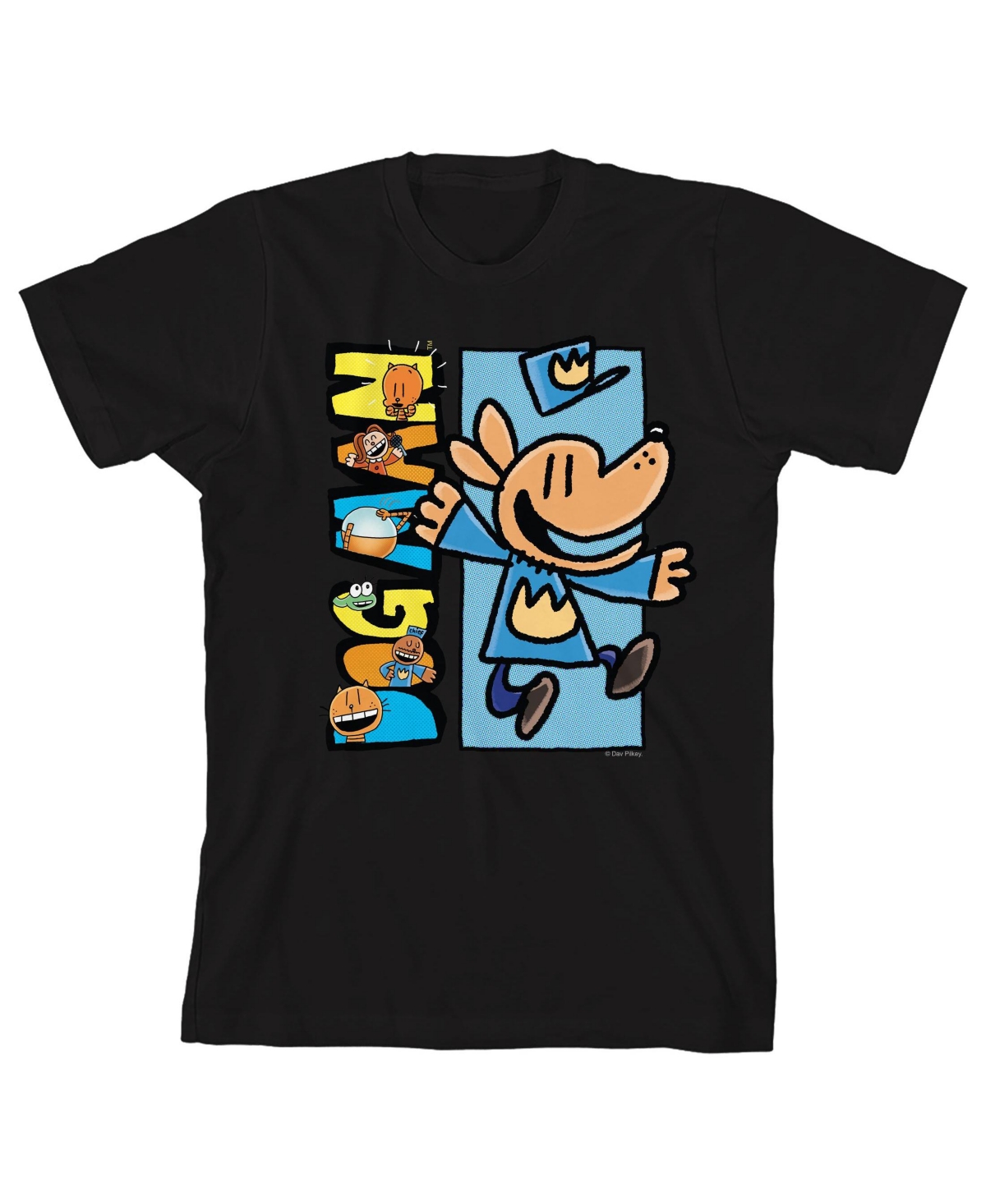 Dog Man Boys Characters Inside Logo Youth Crew Neck Short Sleeve T-shirt