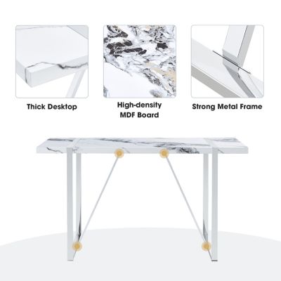 Faux Marble Dining Table for 4, Easy Assembly