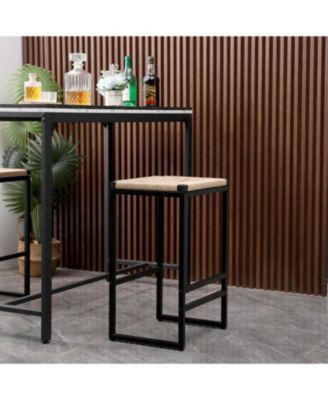 2 Backless Bar Stools in Paper Rope Woven Chairs
