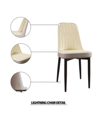 Modern PU Leather Dining Chairs with Cushions (Set of 4), Black Metal Legs.