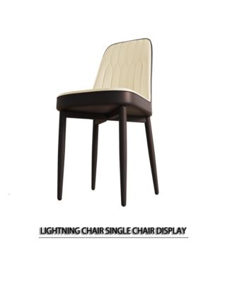 Streamdale Modern Dining Chair with PU Leather and Black Legs, Set of 4 (Beige and Black)
