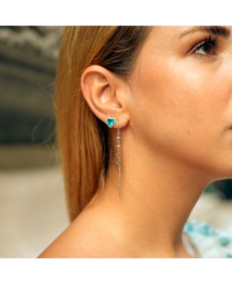 Heart Of Ocean Blue Sterling Silver Stud Earrings