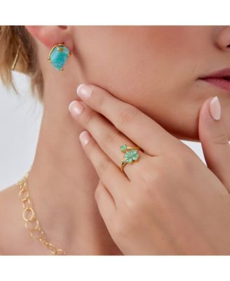 Green Four Leaves Clover Luck Ring Sterling Silver