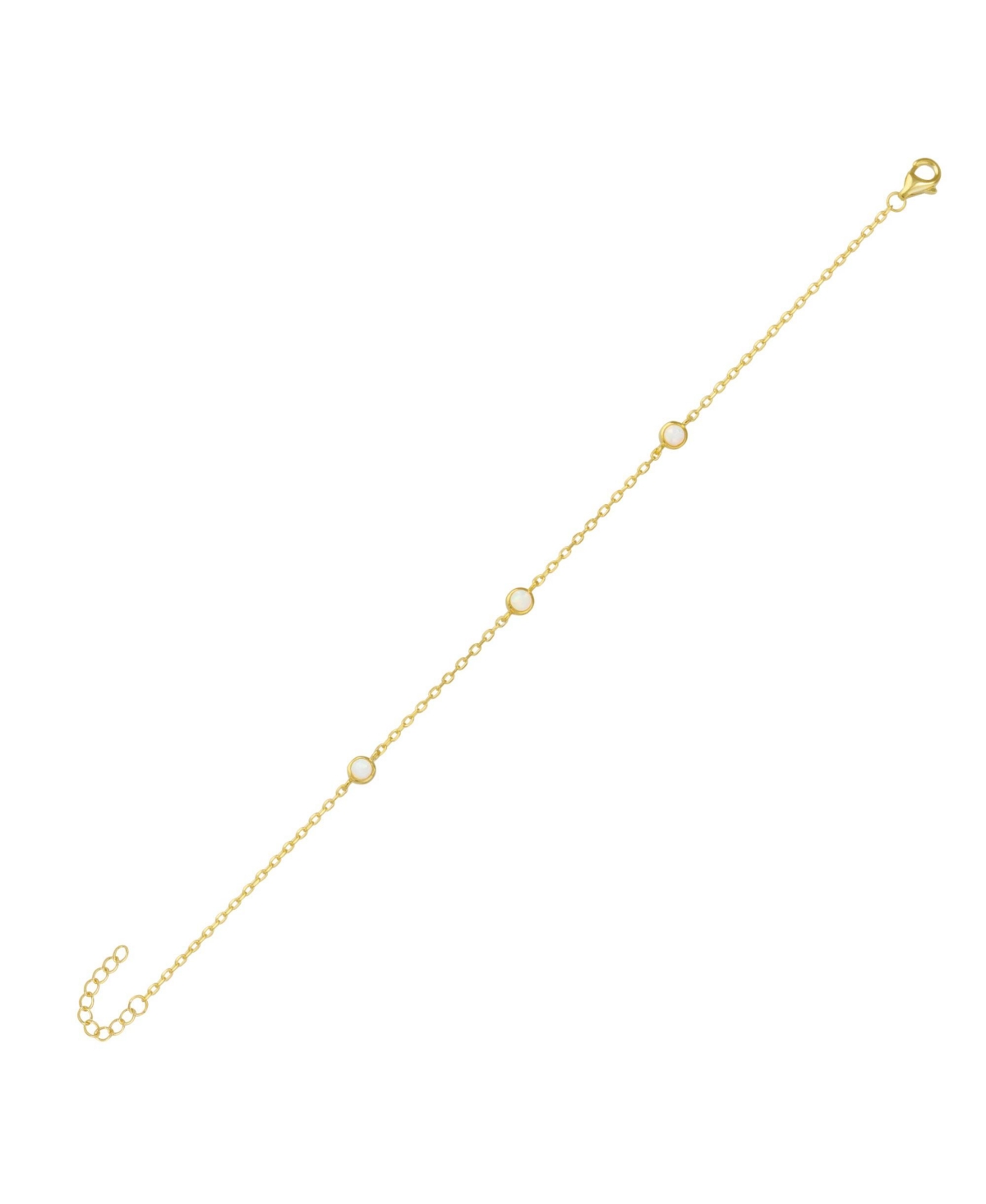 White Opal Sterling Silver Bracelet in Gold - Gold