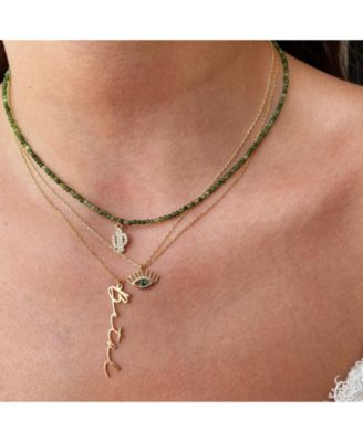 Emerald Eye Evil Eye Sterling Silver Necklace