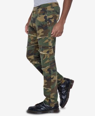 Men's Printed Pieced Fringed Stacked Jeans