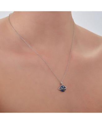 Blue Saturn Jewelled Sterling Silver Necklace