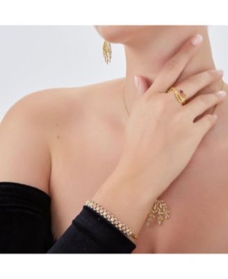 Dorissa Multi Bead Semi Chain Sterling Silver Bracelet