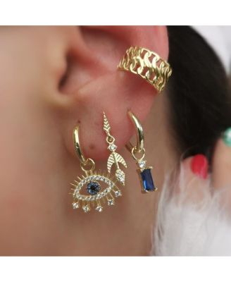 Evil Eye Earring Blue Eye Eyelash Sterling Silver Earring