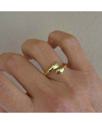 Hug Ring With Hands Sterling Silver and Gold Plated