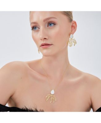 Mother Of Pearl Olive Branch Sterling Silver Necklace