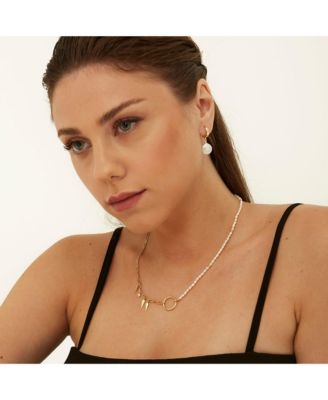 Treated Freshwater Cultured Baroque Pearl Hoop Earrings