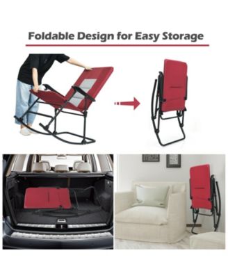 Foldable Rocking Padded Portable Camping Chair with Backrest and Armrest