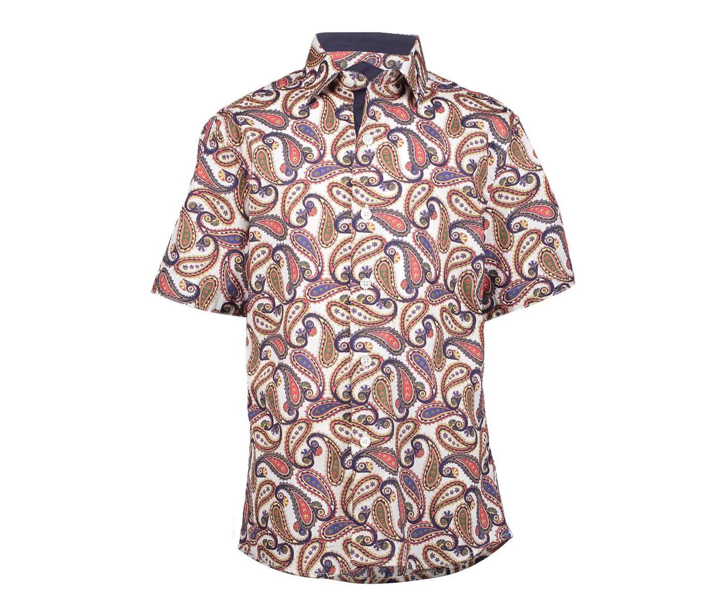 Рубашка Elie Balleh Royal Paisley Button-Down Slim Fit Short Sleeve Shirt для мальчиков, цвет: Синий — фото 1