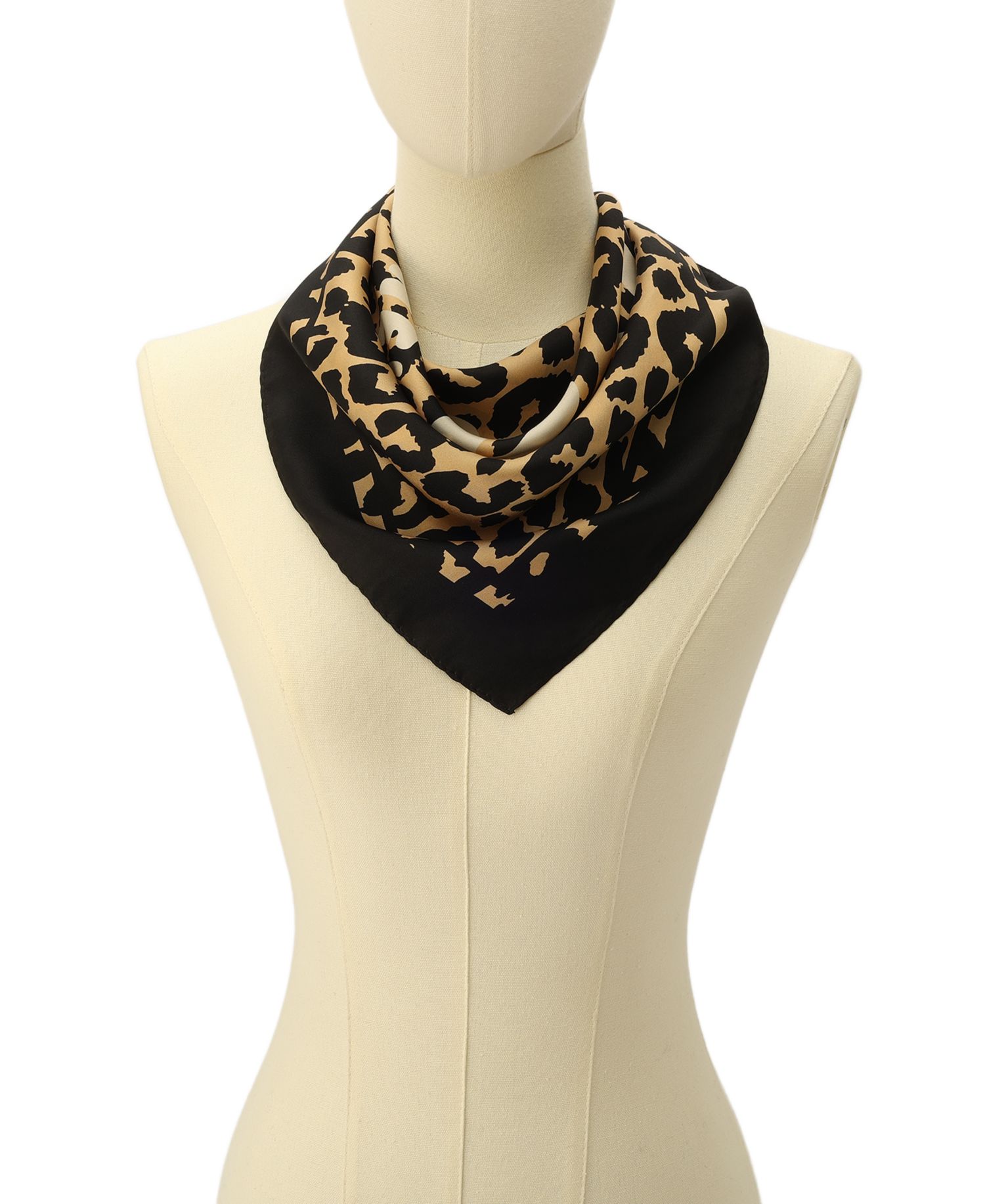 Women's Script Leopard Print Silk Bandana Scarf