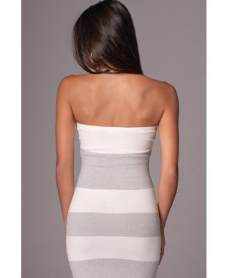 Women's Striped Strapless Midi Dress