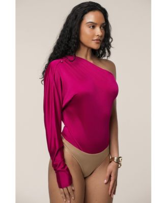 Women's One Shoulder Shirred Bodysuit