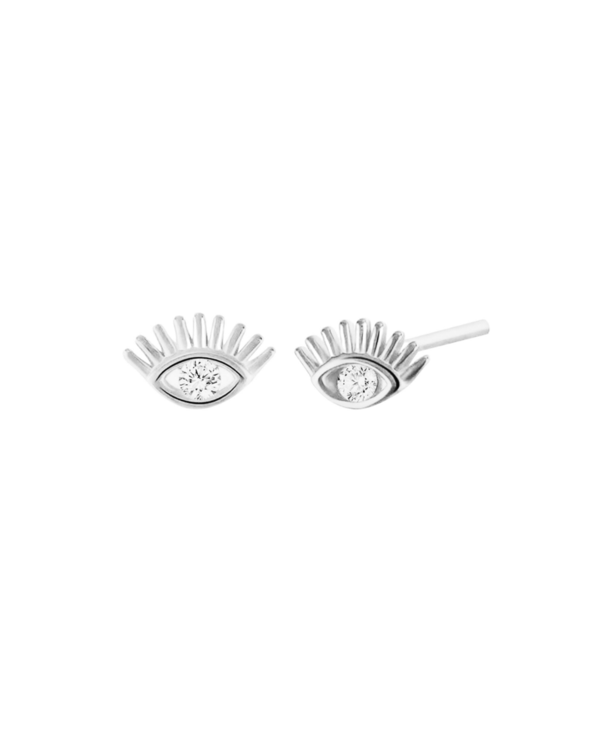 Eye Stud Earrings Sterling Silver - Silver