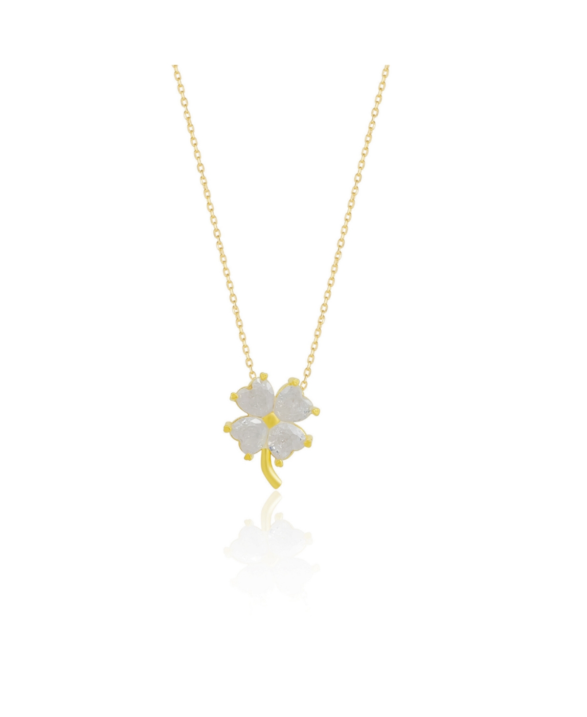 Four Leaf Clover Sterling Silver Necklace - White - Silver
