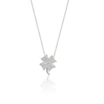 Spero London Four Leaf Clover Sterling Silver Necklace - White - Silver 83$