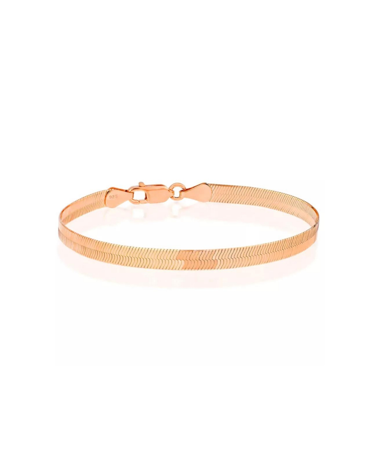 Italian Herringbone Sterling Chain Bracelet - Rose gold