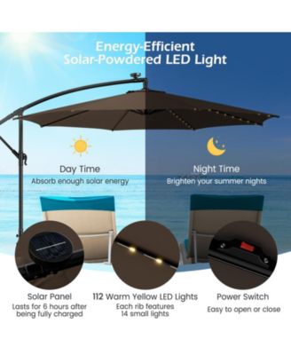 10 Feet Patio Umbrella with 112 Solar-Powered LED Lights