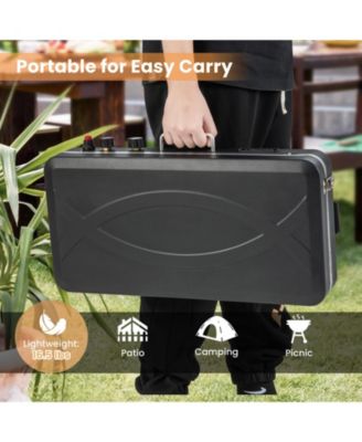 2-in-1 Gas Camping Grill and Stove with Detachable Legs-Black