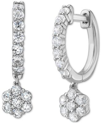 Macy's - Diamond Dangling Flower Earrings (1 ct. t.w.) in 10k White Gold