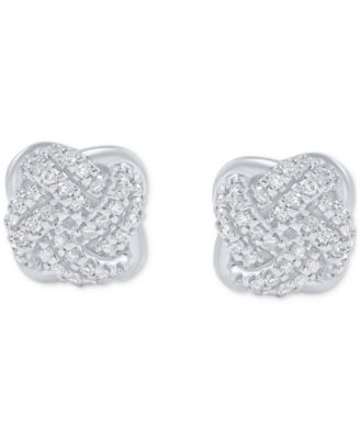 Diamond Love Knot Stud Earrings (1/3 ct. t.w.) in 10k White Gold