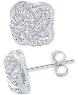 Diamond Love Knot Stud Earrings (1/3 ct. t.w.) in 10k White Gold