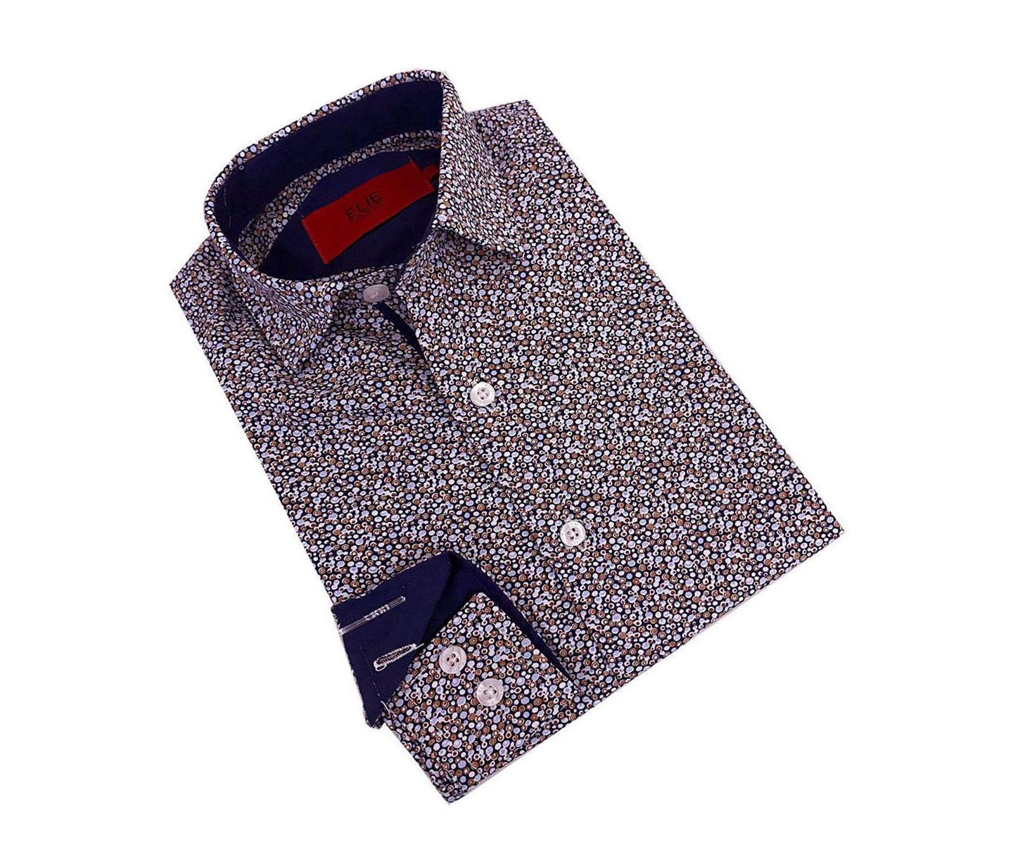 Рубашка Elie Balleh Navy Printed Short Sleeve Slim Fit Shirt для мальчиков, цвет: Синий — фото 2