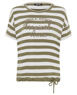 Women's Striped Tee with Puff Print Detail