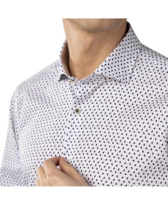 Мужская белая жаккардовая рубашка с крошечными лепестками от ЛУЧИАНО ВИСКОНТИ
