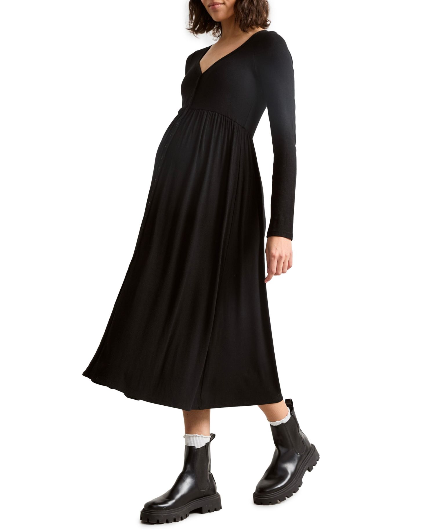 Maternity The Softest Rib Nursing Friendly Dress