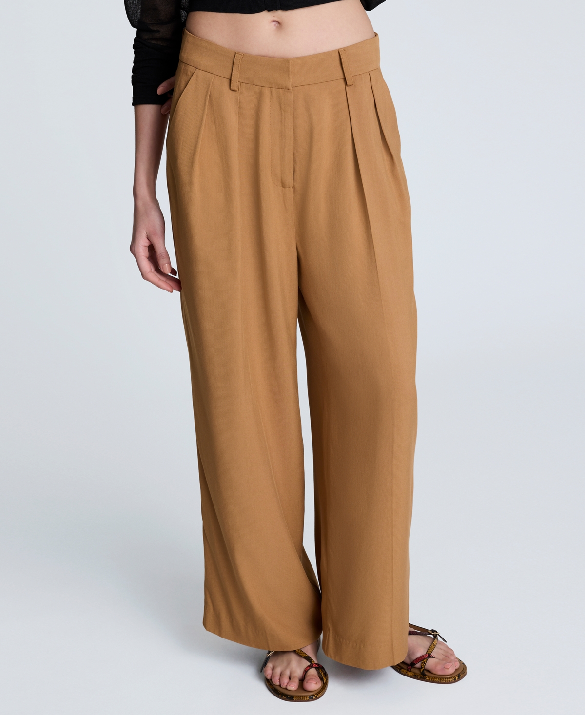 Women's High Rise Double-Pleat Wide-Leg Pants - Tobacco
