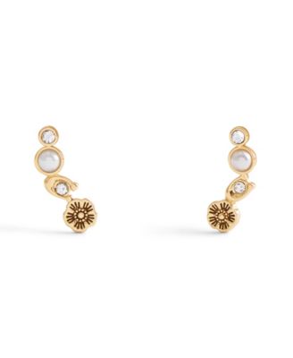 Тренер искусственного камня наследия подписи культивируемого жемчуга серьги гусеничный 