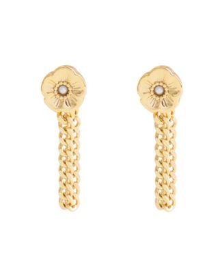 Фирменные серьги с чайной розой спереди и сзади из искусственного культивированного жемчуга COACH