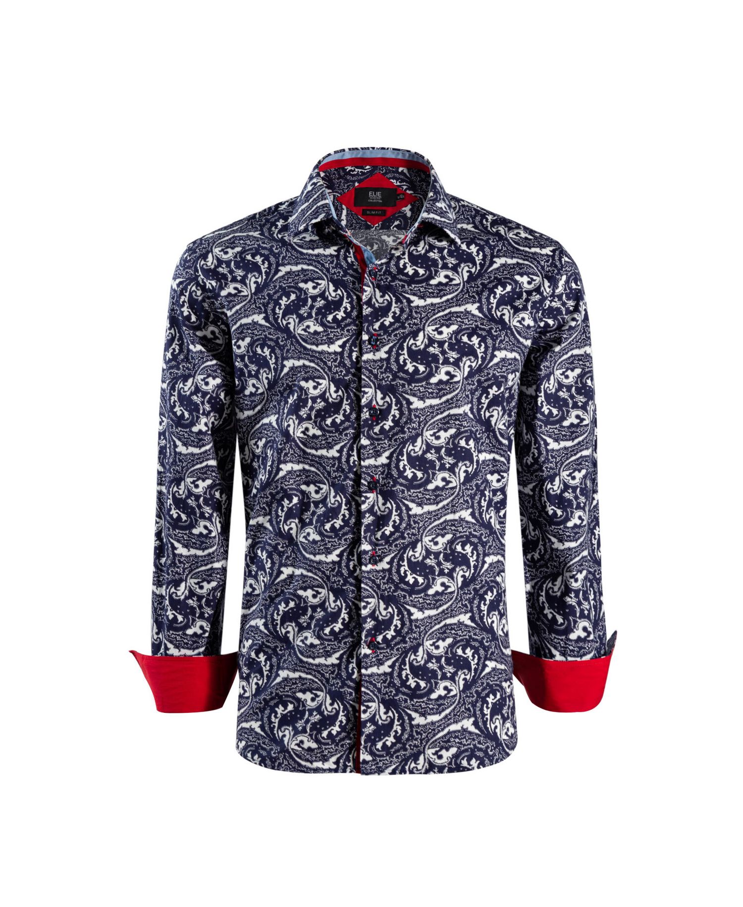 Big Boys Navy Paisley Pattern Slim Fit Shirt