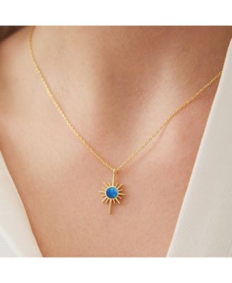 Blue Opal Northernstar Sterling Silver Pendant Necklace